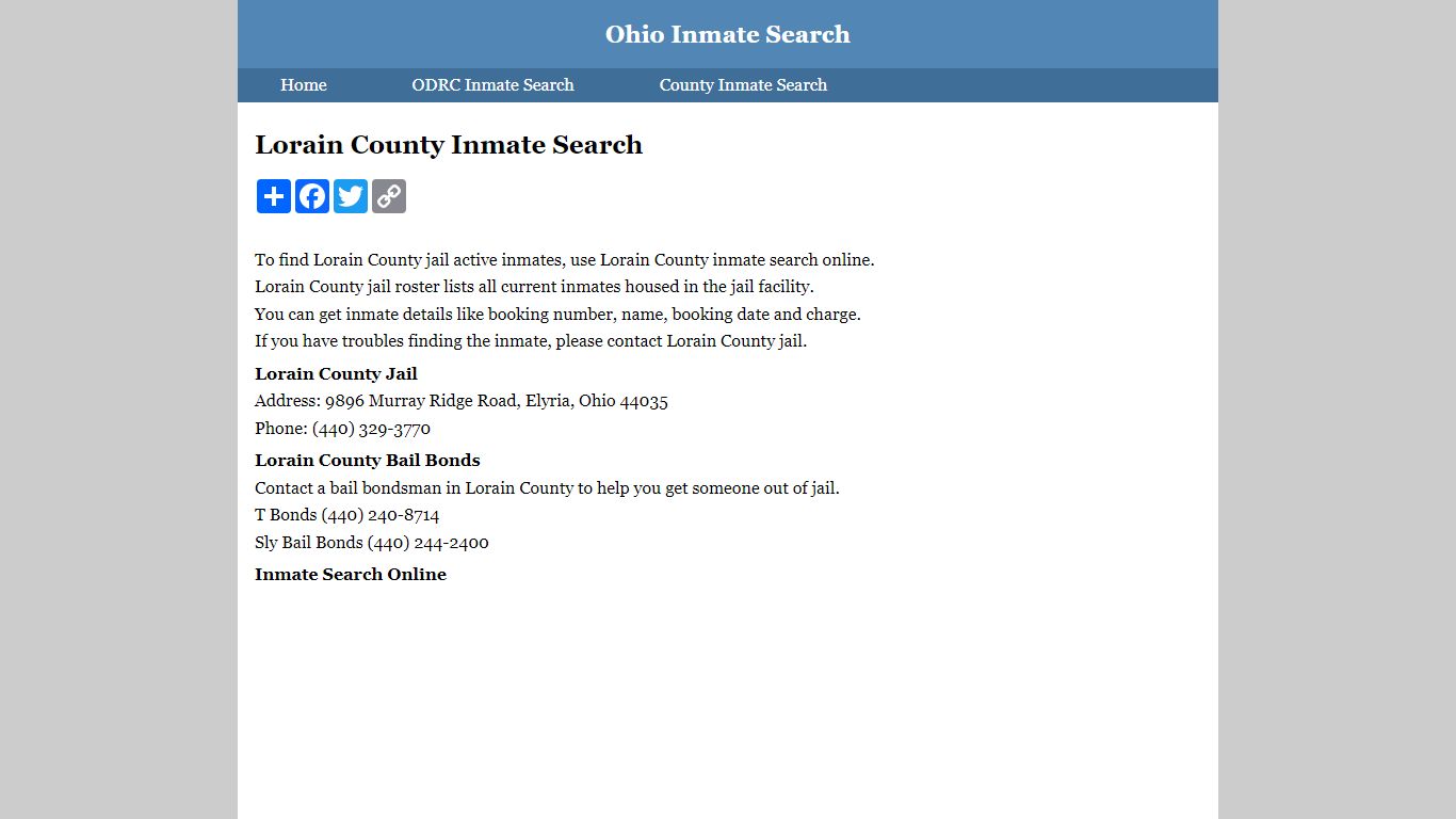 Lorain County Inmate Search